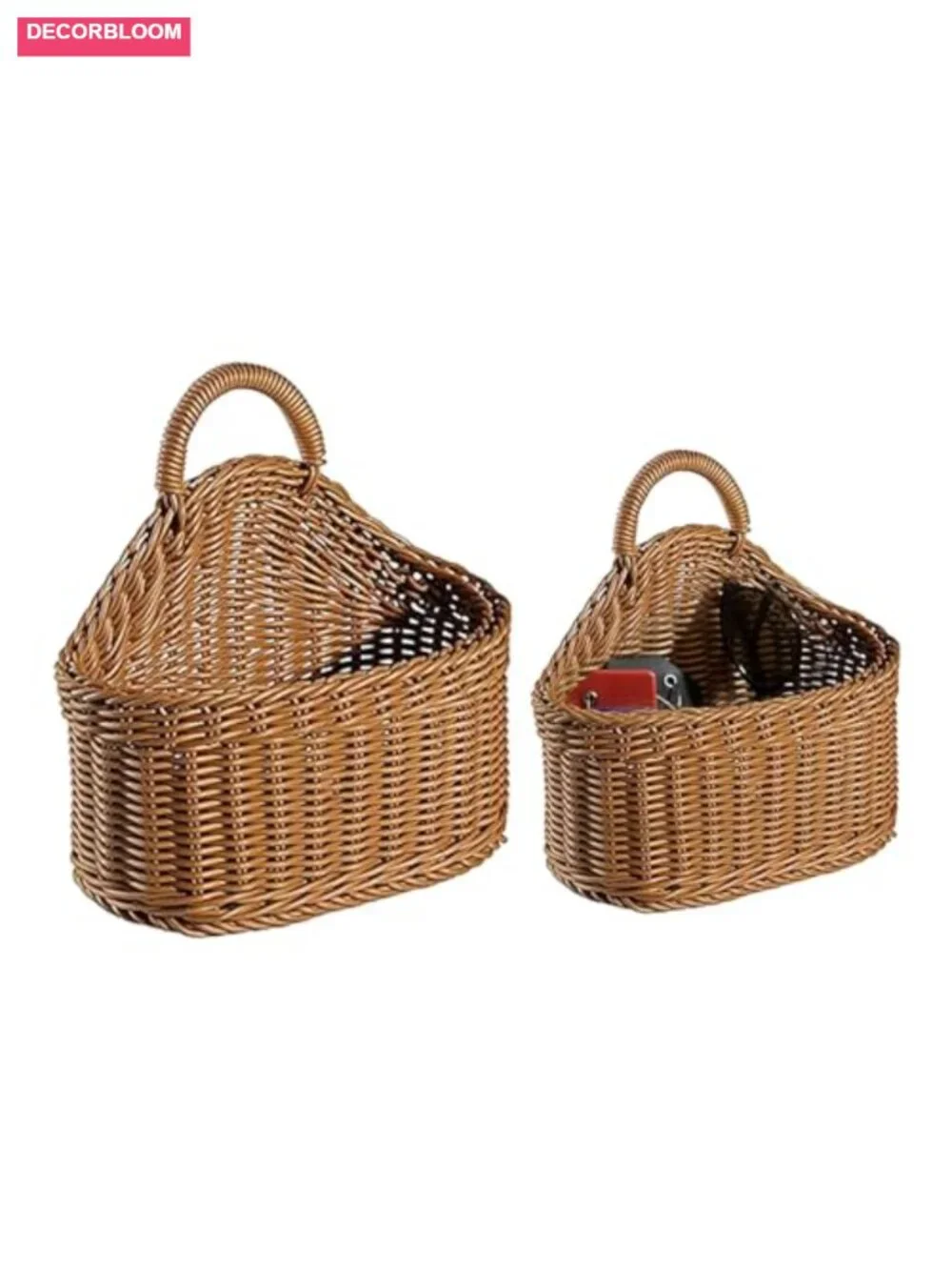 Japanese Rattan Style Hanging Storage Baskets 2-Pack Kitchen Organizer Garlic